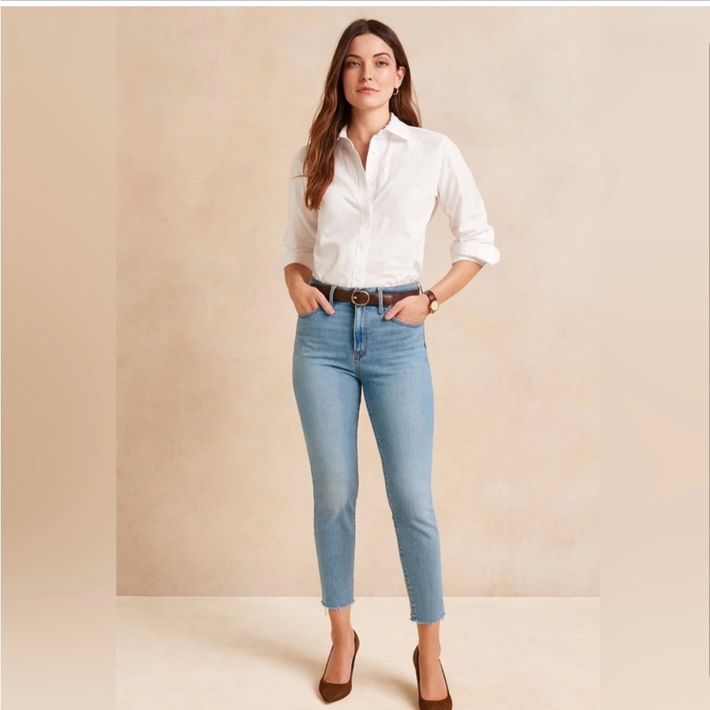 J. Crew High Waisted Skinny Frayed Ankle Length Jeans